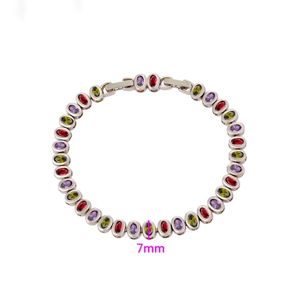 Platinum Plated Silver Tennis Bracelet Crystal Hypoallergenic & Waterproof - Picture 4 of 9